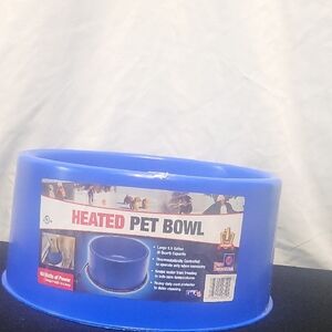 6 Qt Round Heated Pet Bowl, Blue